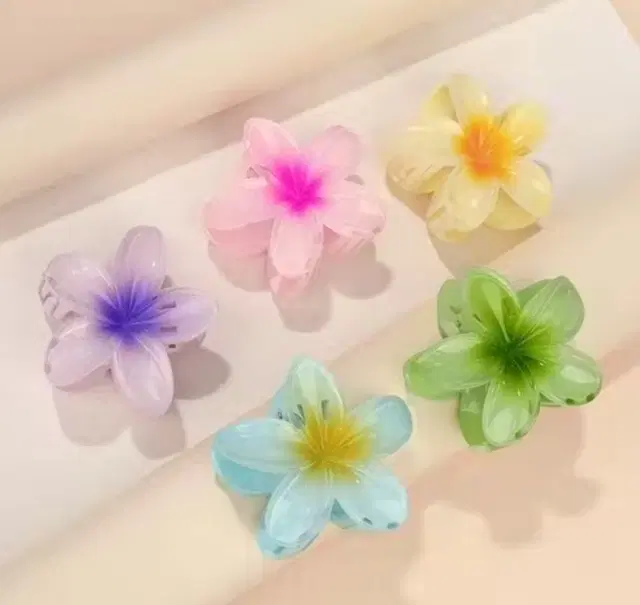 Women's Multicolor Tropical Flower Hair Claw Clip Set, Pack of 5, Pack of 5, Pack of 5