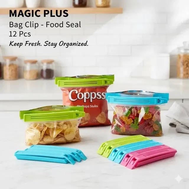 MAGIC PLUS Bag Clip-Food Seal, 12 Pcs