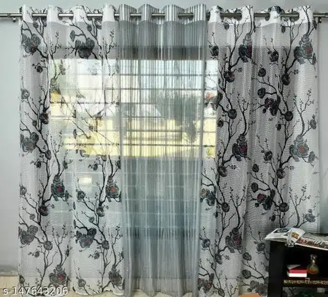 Curtains for Door, Multicolor, 5 Feet, Pack of 3