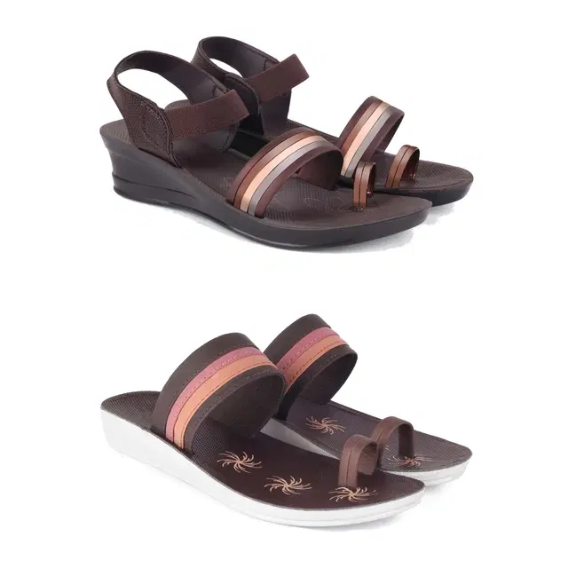 Combo of Flats & Sandals for Women, Set of 2 (Multicolor, 5)