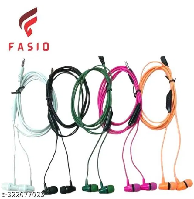 Premium 3.5 mm Jack Wired Earphones, Multicolor, Pack of 5