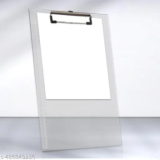 Unbreakable Transparent Paper Clipboard | Writing Pad | Drawing/Writing/Exam Board/Clipboard with Clip and Elastic - Sturdy, Lightweight for Office, School, College Transparent Exam Pad