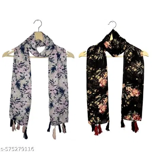 Chiffon Scarves for Women, Multicolor, Pack of 2