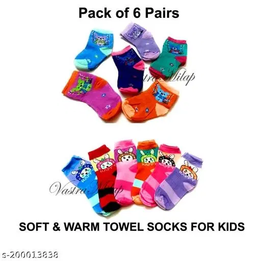 Woolen Socks for Kids, Set of 6 (Multicolor, 0-3 Months)