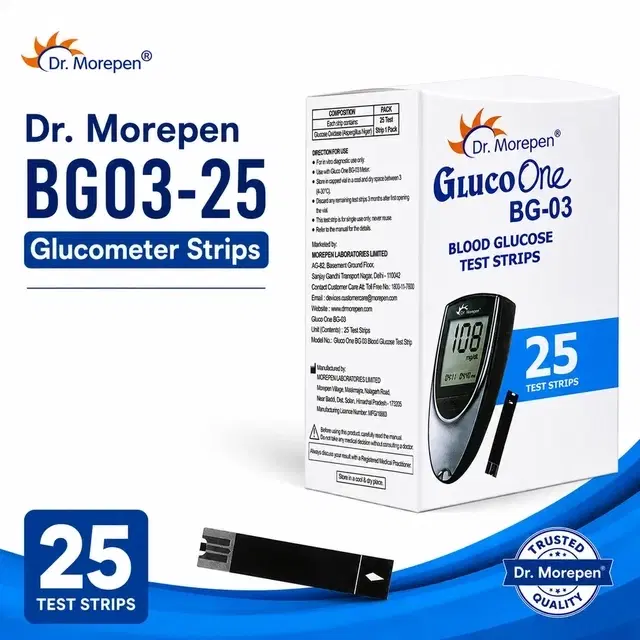 Dr. Morepen BG-03 Blood Glucose Test Strips 25 Glucometer Strips