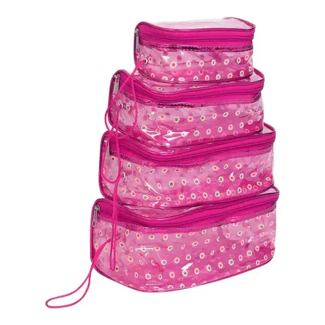 Multipurpose Storage Bag, Pink, 25x13x10 cm, Pack of 4