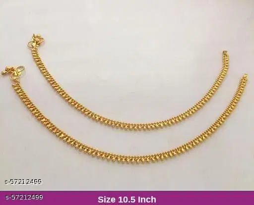 Chain Anklet for Women (Gold, Free Size)