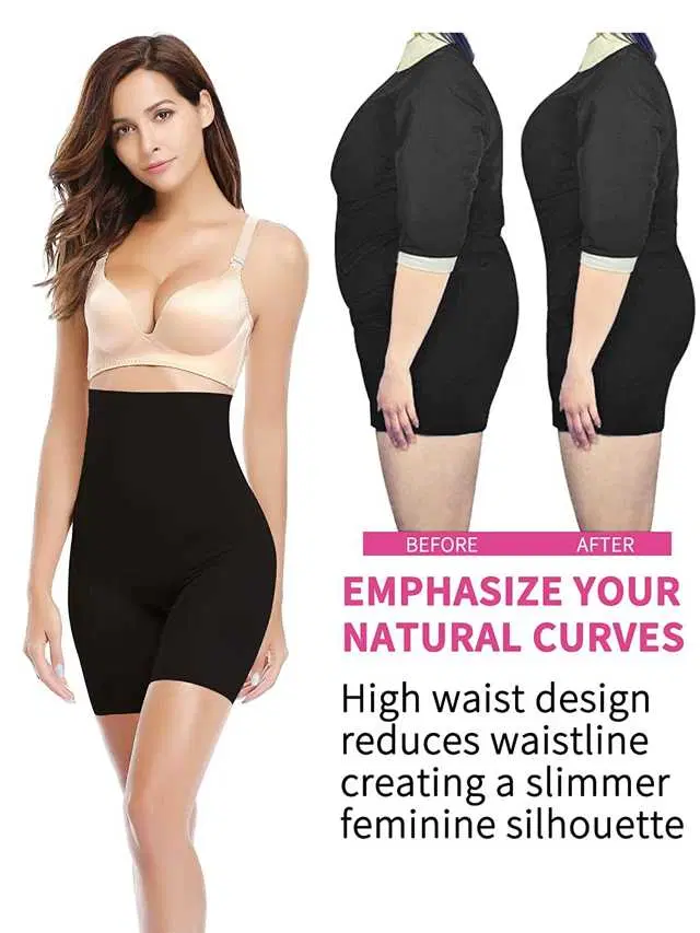 Women’s Cotton Lycra Tummy Control 4-in-1 Blended High Waist Tummy & Thigh Shapewear (S296)