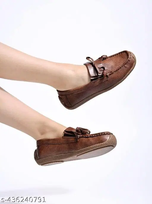 Shoetopia Solid Synthetic Loafers for Girls (Brown, 3.0)