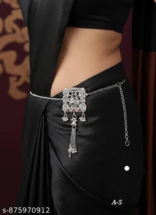 Kamarband for Girls and (Silver, Free Size)