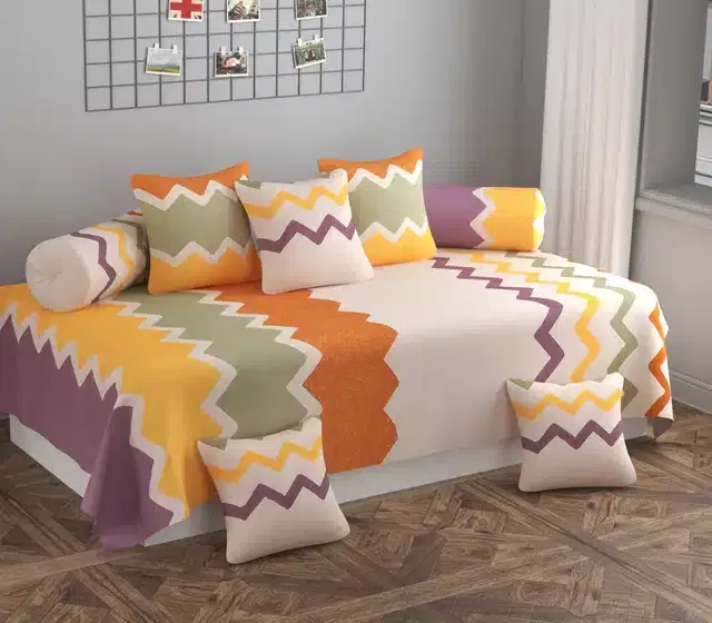 Microfiber Diwan Cover Set, Multicolor, Pack of 8