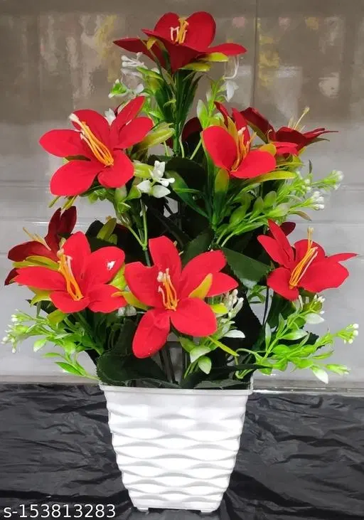 Plastic Artificial Flower With Pot,Multicolour