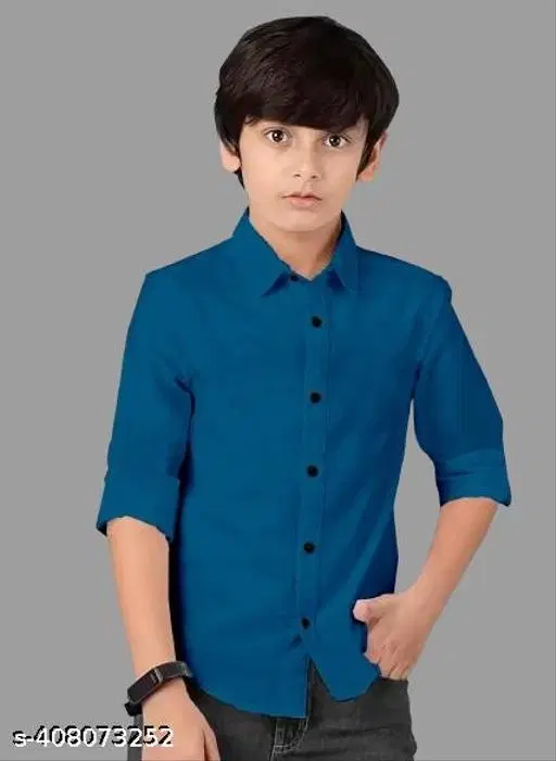 Solid Cotton Blend Polo Shirt for Boys (Teal, 5-6 Years)