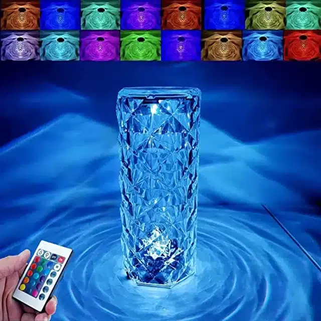 Usb Rechargeable Crystal Color Changing Table Lamp, Multicolor