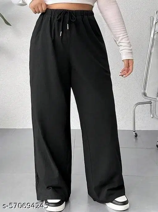 Cotton Blend Solid Trousers for Men, Black (XL)