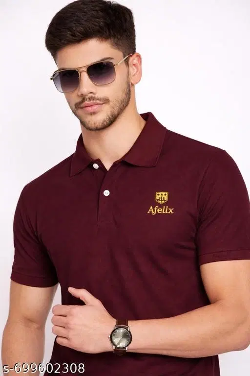 Cotton Blend Printed T-shirt For Men, Maroon (S)