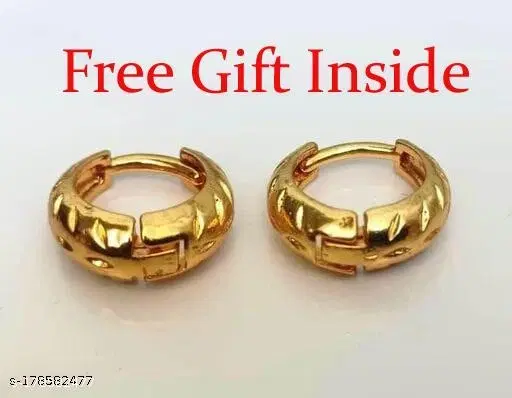 Hoop Earrings for Women, Pack of 2 (Gold)