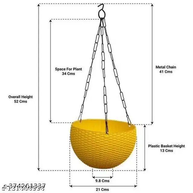 Hanging Flower Pots with Metal Chain, Multicolor, Pack of 8