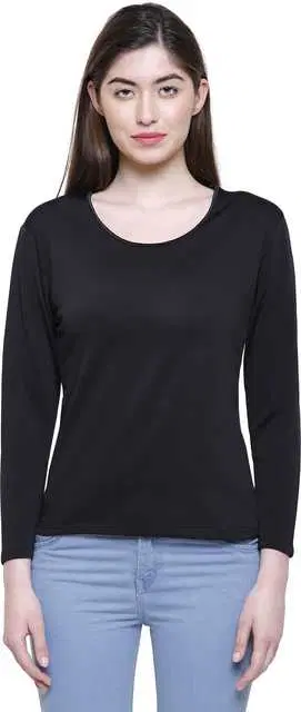 Anti Shrink Fleece Women's Thermal Top (Black, M) (SA-145)