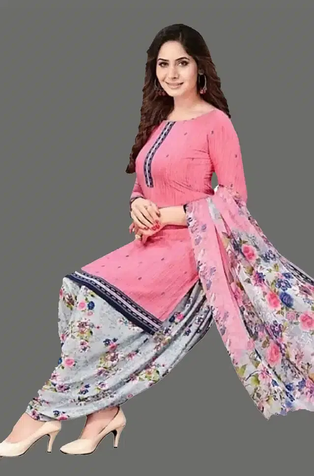 Unstitched Dress Material for Women & Girls (Pink)