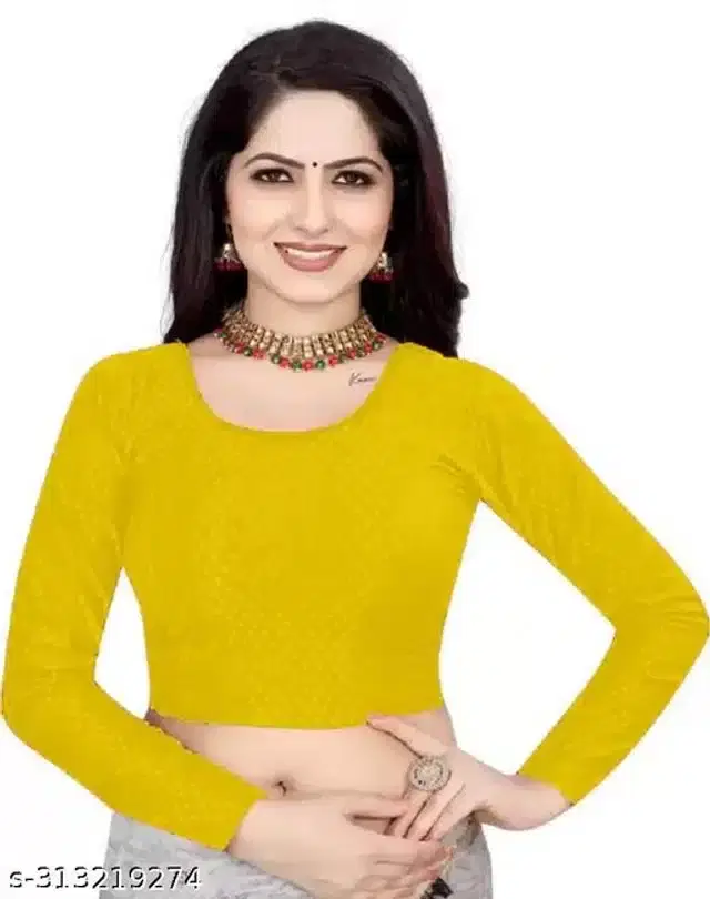 Full Sleeves Blouse for Women (Yellow, 28)