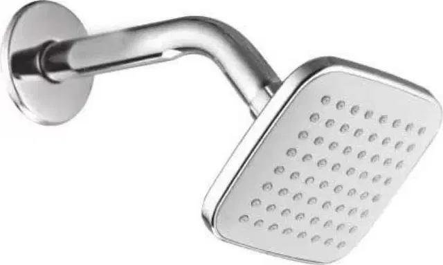 Stainless Steel High Pressure Shower Head, 4x4 inches with Arm Shower Complete Set, Silver, Set of 1