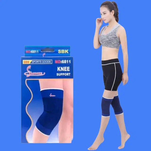 Polyester Solid Knee Sleeves for Women, Blue, Set of 1