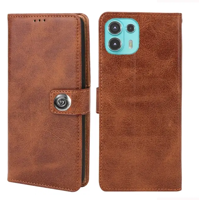 Artificial Leather Mobile Flip Cover for Motorola Moto Edge 20 Fusion (Brown)