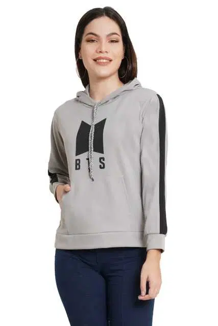 Women's Stylist Hooded Sweatshirt (Grey, M) (F-10)