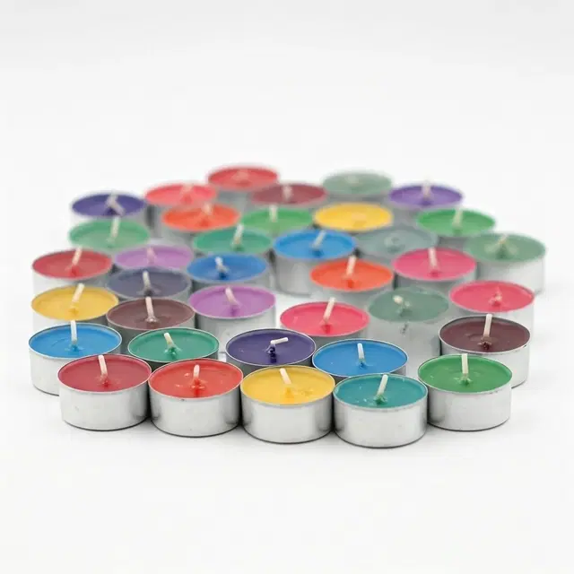 Wax Tealight Candles, Multicolor, Pack of 50
