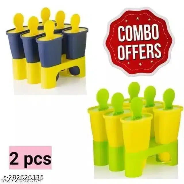 Plastic Ice Cream Moulds, Multicolor, Set of 2