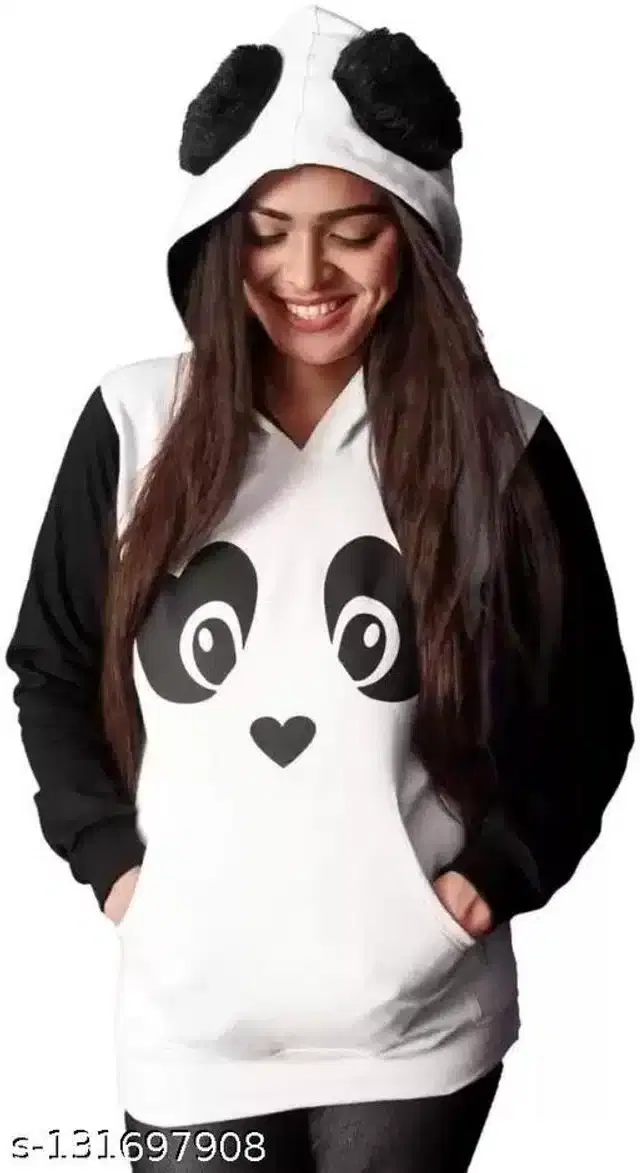 Full Sleeves Hoodie for Women (White & Black, S)