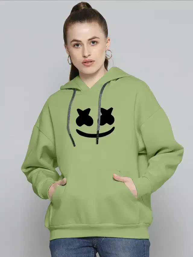Hooded Sweatshirt for Girls (Olive, S)