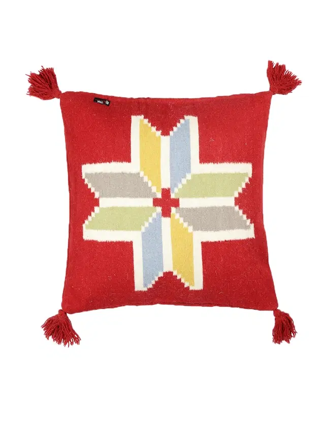 Cotton Cushion Cover, Red, 20x20 inches