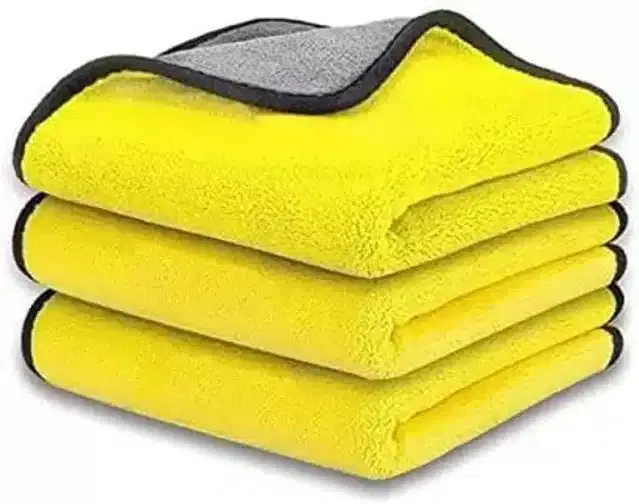 Cotton Blend Multipurpose Cleaning Towel, Yellow, 40x30 cm, Pack of 3