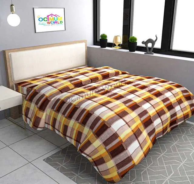 Morado Double Bed Woolen Fabric Checkered Duvet Cover For Winter, Brown, 90X100 Inches, M-03