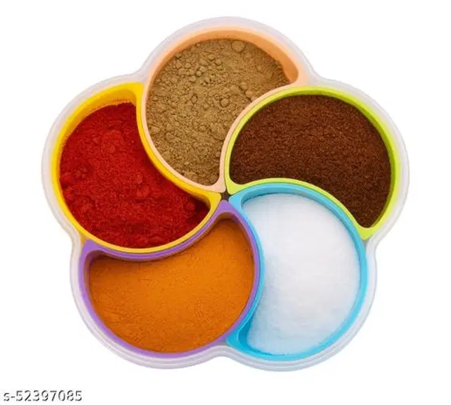 Plastic 5 Section Spice Box, Multicolor