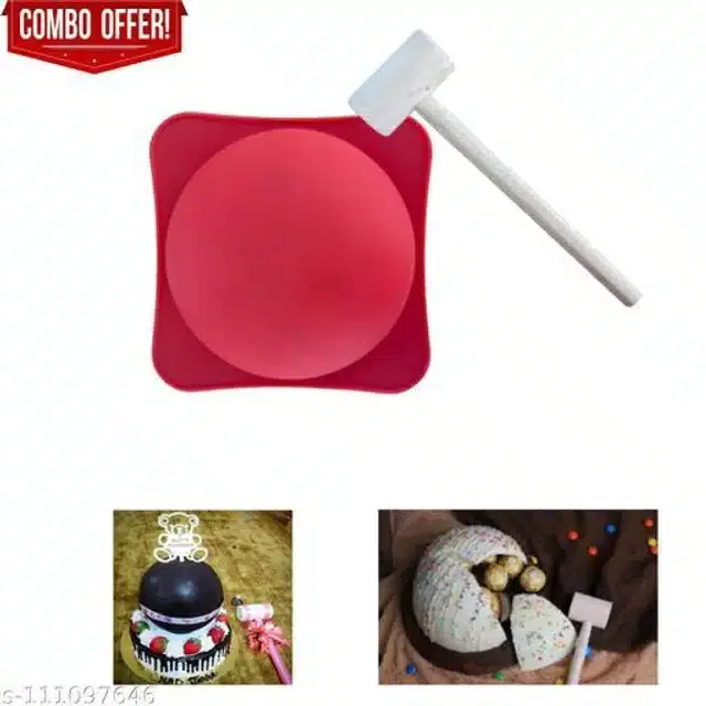Pinata Chocolate Cake Mold with Smash Hammer, Red, Set of 2