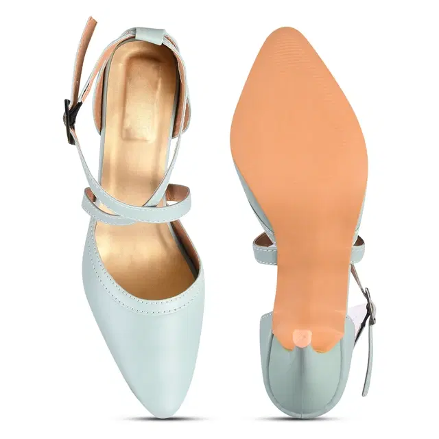 JM Looks Stylish Heels for Women (Sea-Green, 5)
