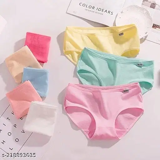 Solid Mid Rise Hipster Cotton Briefs for Women, Pack of 8 (Multicolor, S)