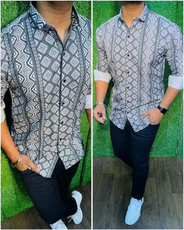 Printed Shirt for Men (Multicolor, M)