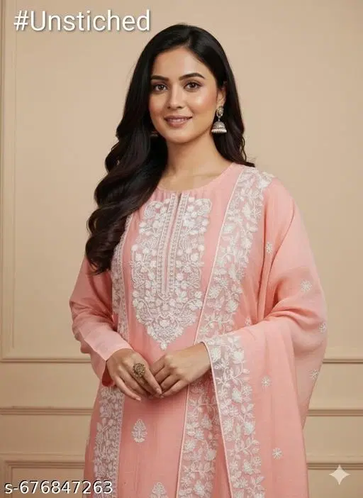Chanderi Cotton Punjabi/All Over Suits for Women (Multicolor, 6.45 meter (XL)