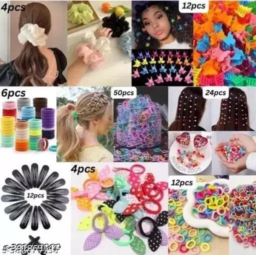 Set of 124 pcs Hair Accessories Combo for Women (Multicolor)