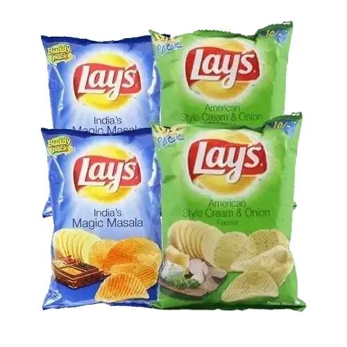 Lays Americann Style Cream & Onion Flavour Chips 2X30.5 g + Lays Magic Masala Chips 2X28 g (Set Of 4)