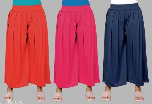 Palazzos for Women, Pack of 3 (Pink, S)