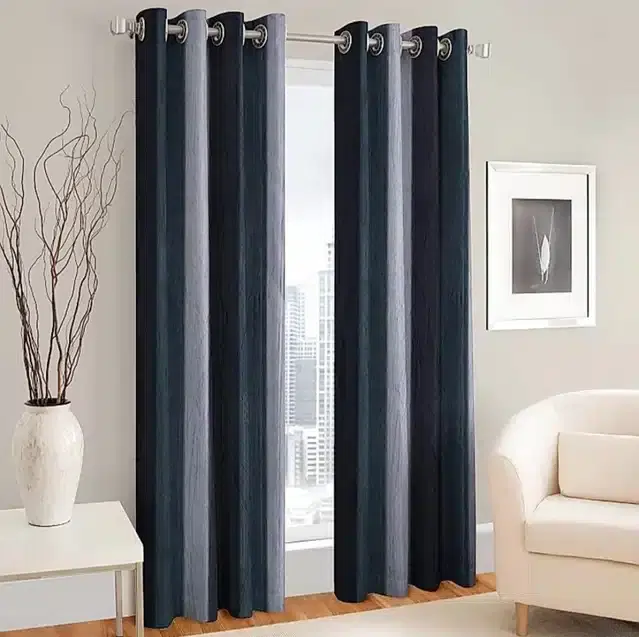Polyester Printed Window & Door Curtains, Pack of 2, Grey, 5 feet