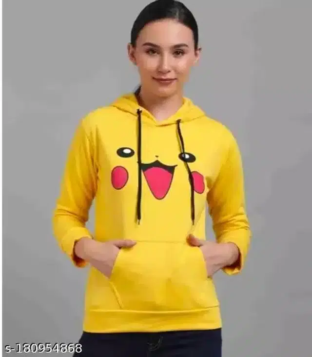 Cotton Blend Hoodie for Women (Yellow, M)