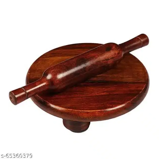 Wooden Chakla with Belan, Brown, Set of 1