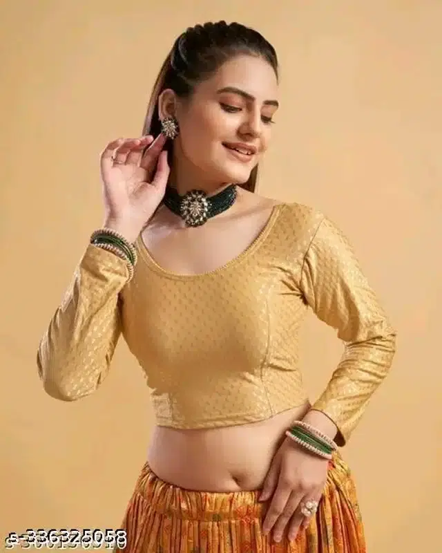 Full Sleeves Blouse for Women (Golden, 30)