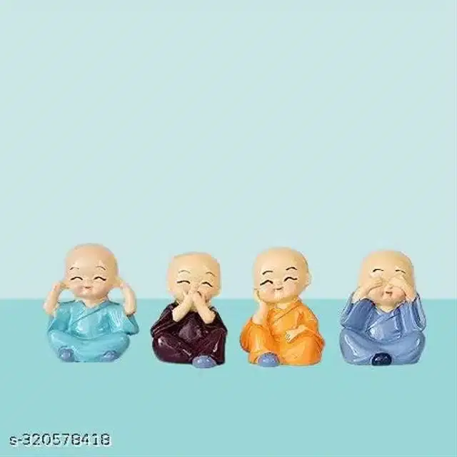Resin Baby Monks Car Dashboard Idols, Multicolor, Set of 4